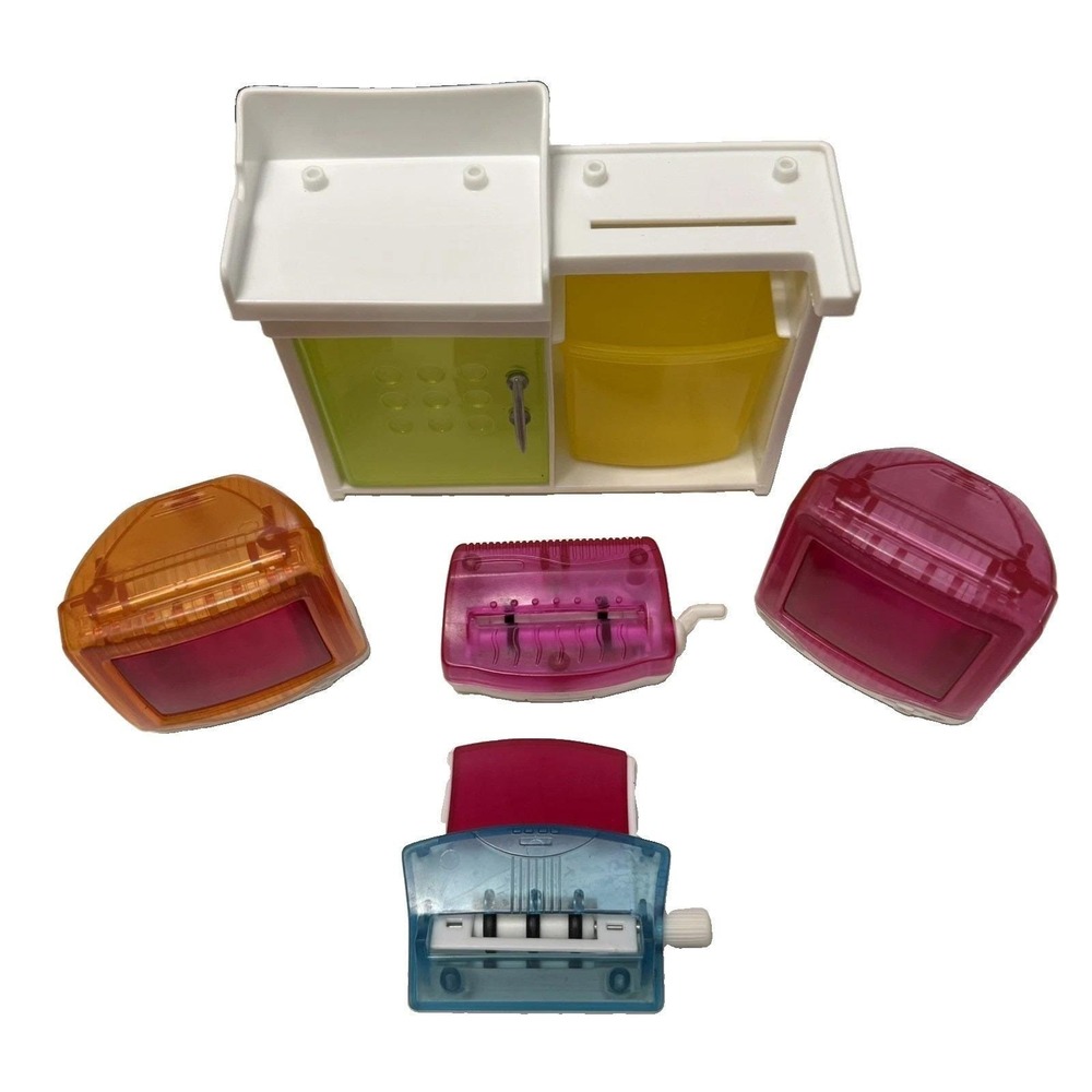 Vintage Y2K Dollhouse Office Computer Furniture Lot TV Printer Accessories